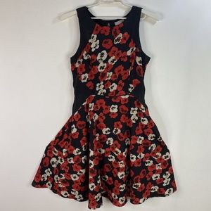 eshakti Floral Flowers Fit & Flair Dress Large/14 poppy black red white pockets